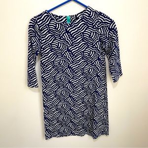 Vineyard Vines Girls 3/4 sleeve cotton dress blue Striped Size 14 Large